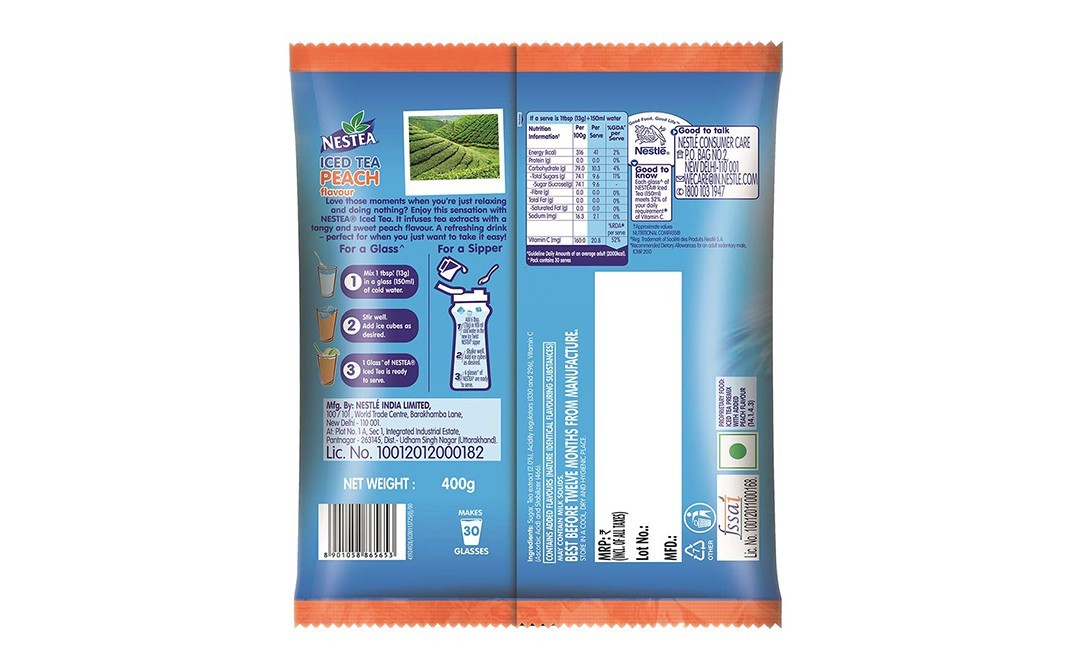 Nestea Peach Flavour Iced Tea    Pack  400 grams